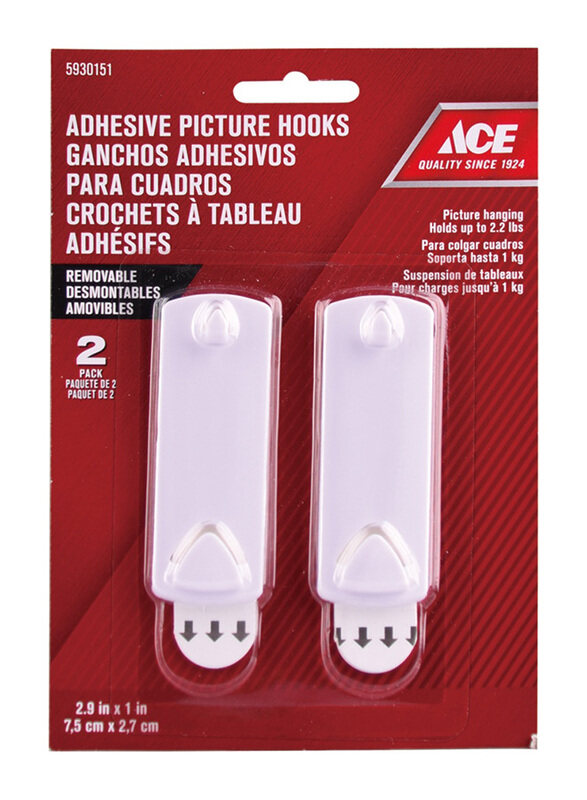 

Ace Adhesive Hooks, 2 Pieces, White