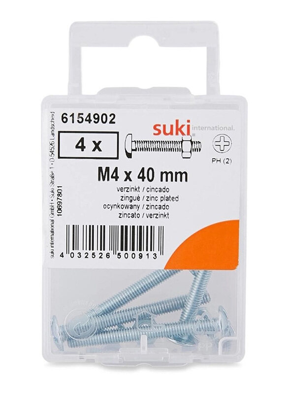 

Suki 40mm 4-Piece Slotted Poelier Head Screws and Washers, Silver