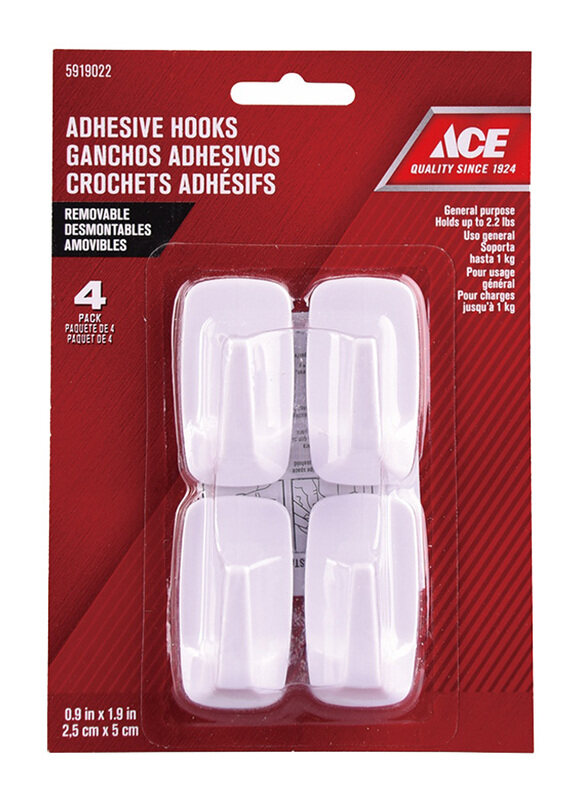 

Ace Adhesive Hooks, 4 Pieces, White