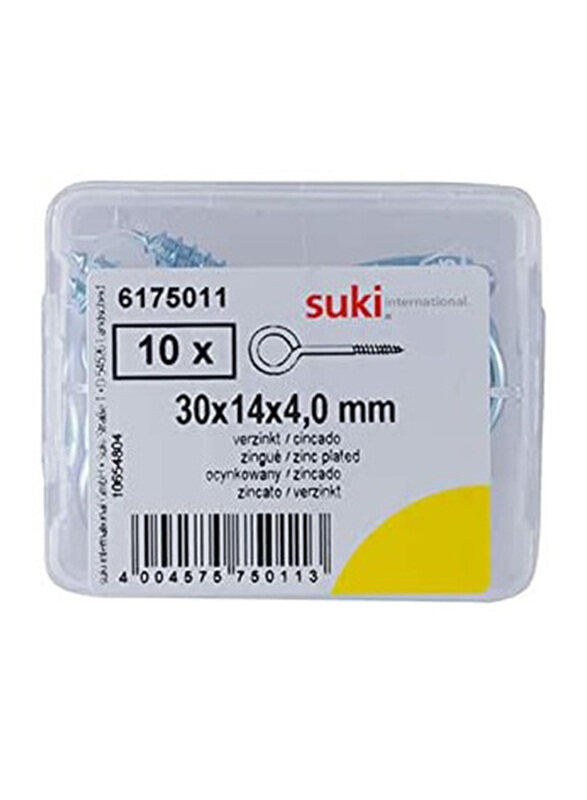 

Suki 4 x 30mm 10-Piece Zinc-Plated Steel Screw Eye, Silver