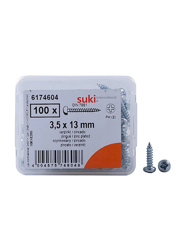 

Suki 13 x 3.5mm 100-Piece Self-Tapping Screws, Silver
