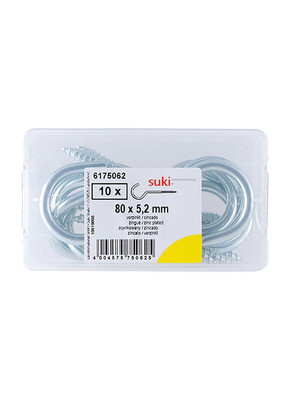 

Suki 80mm 10-Piece Clothes Line Hooks, Silver