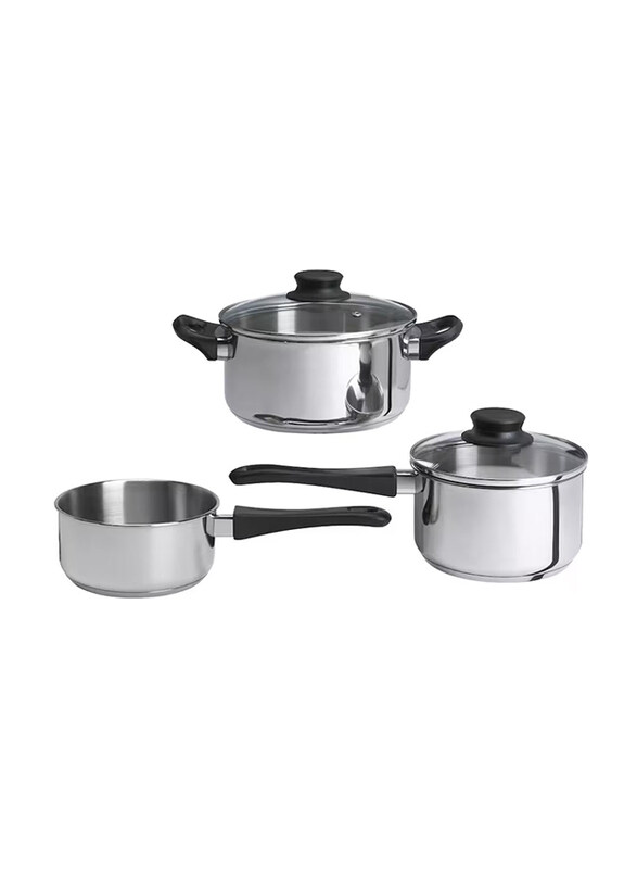 

Annons 5-Piece Glass And Stainless Steel Cookware Set, Silver