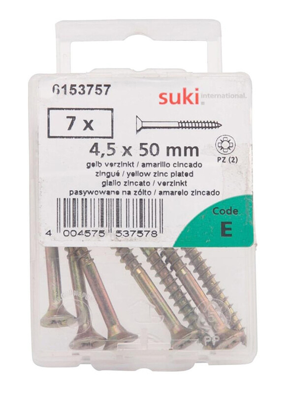 

Suki 5 x 0.5 cm 7-Piece Countersunk Raised Chipboard Screws, 6153757, Silver