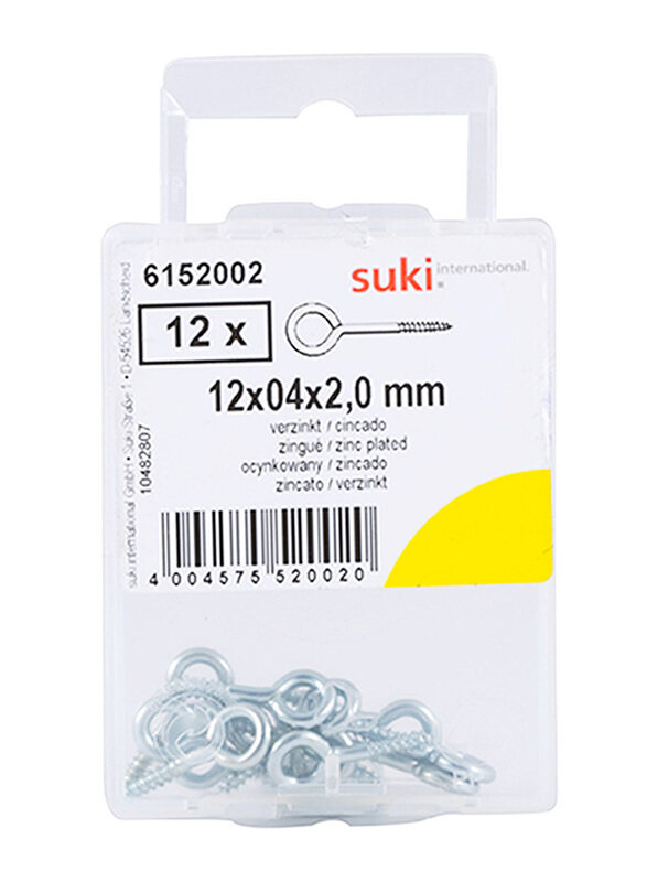 

Suki 2mm 12-Piece Round Head Eye Screw, Silver