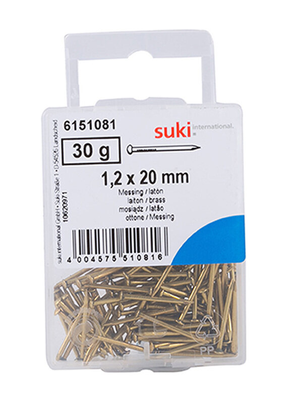

Suki 1.2 x 20mm 30gm Round Head Nails, Gold