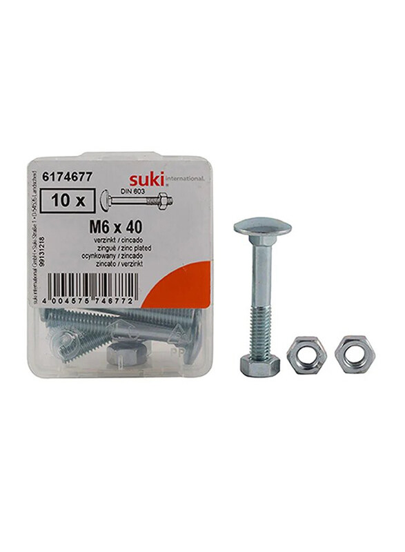 

Suki 40mm M6 Cup Square Screws, Silver