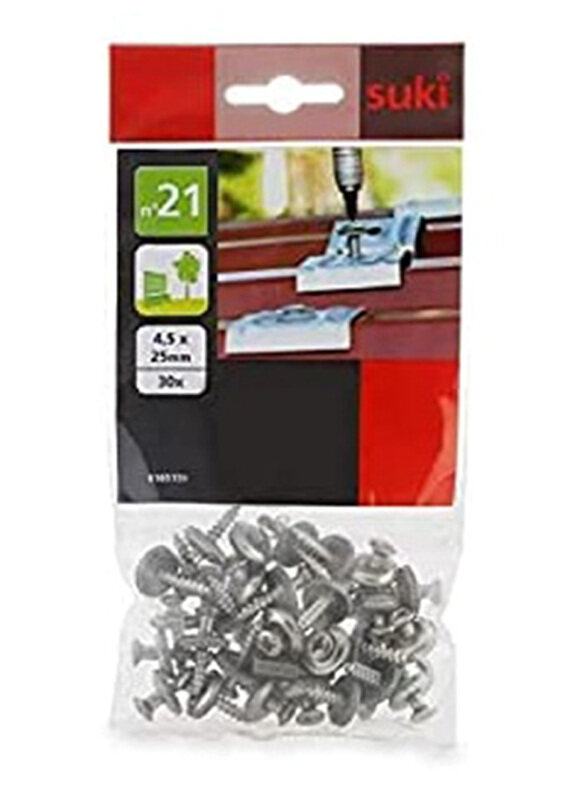 

Suki 4.5 x 25mm 30-Piece No. 21 Stainless Steel Screws with Sealing Washers, Silver