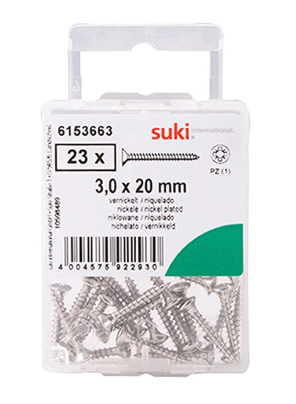 

Suki 2 x 0.3cm 23-Piece Oval-Head Chipboard Screws, 6153663, Silver