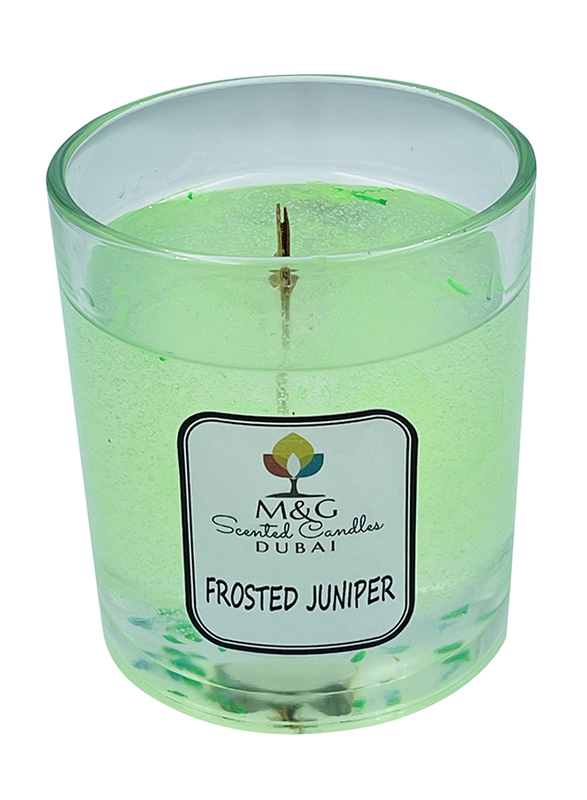 M&G Frosted Juniper Gel Wax Scented Candle, 200g, Green