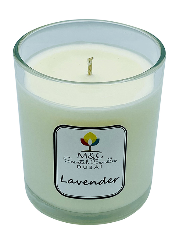M&G Lavender Soy Wax Scented Candle, 200g, White