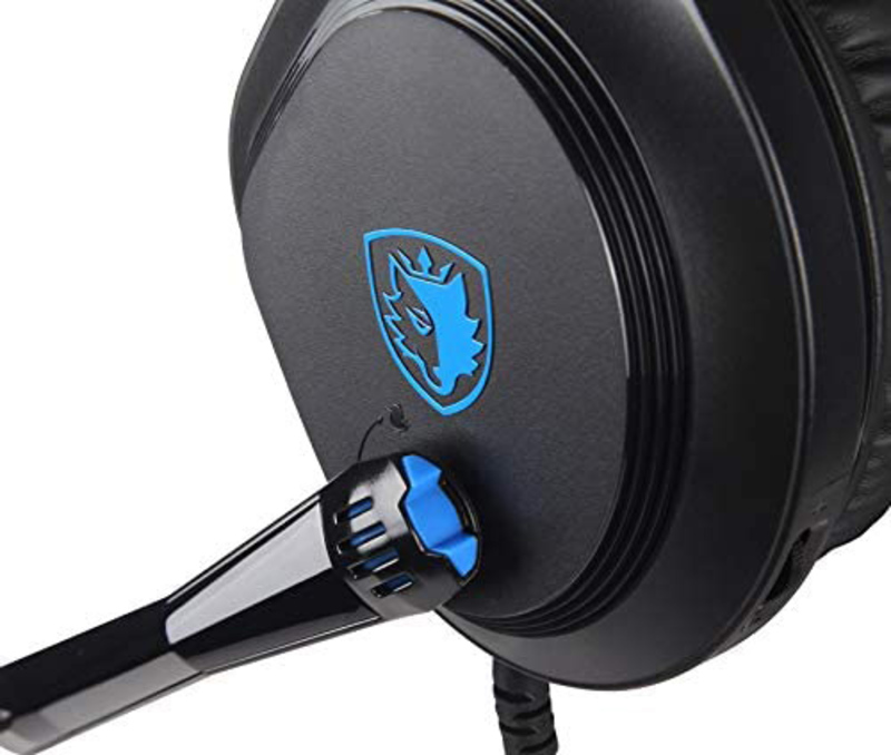 Sades Cpower SA716 Wired Over-Ear Gaming Headphones with Mic, Blue/Black
