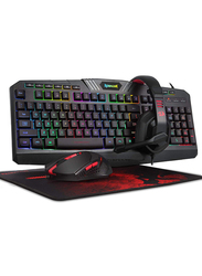 Redragon Combo 4 In 1 Wired Gaming Keyboard Set for PC with Rgb Backlit, S101-BA-2, Black