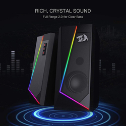 Redragon Anvil RGB 2.0 Desktop Speakers, GS520, Black
