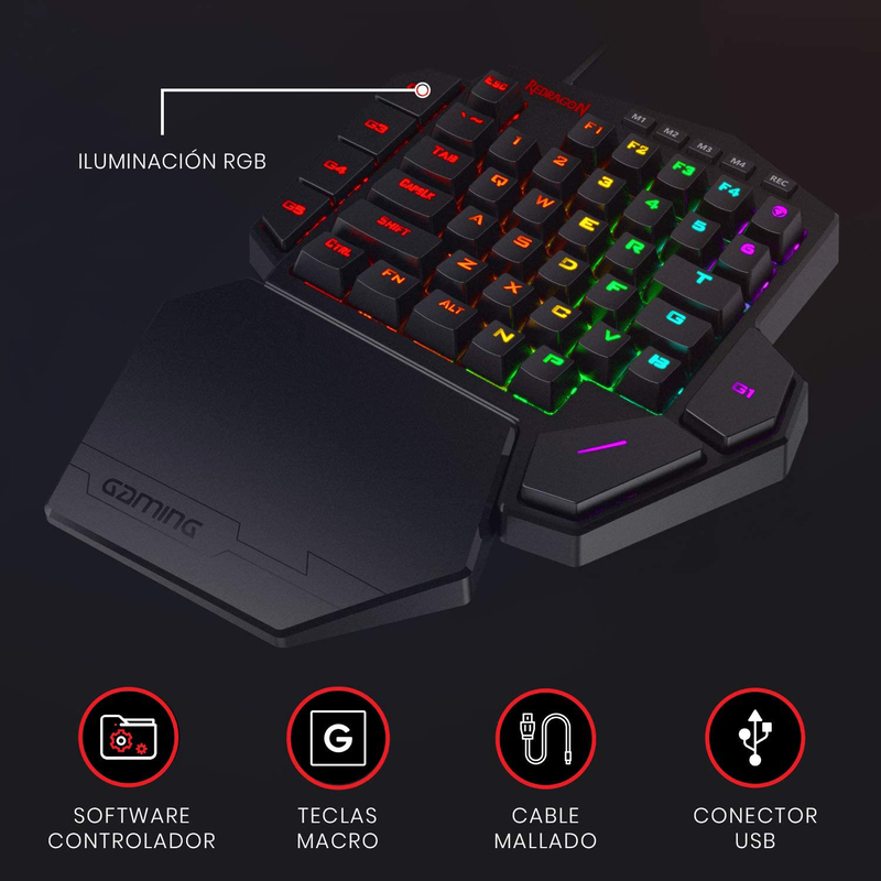 Redragon Diti Wired Mechanical Keyboard with RGB, K585, Black