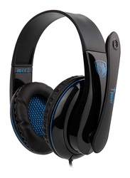 Sades T-Power SA701 Wired Over-Ear Gaming Headphones with Mic for Computers, Black/Blue