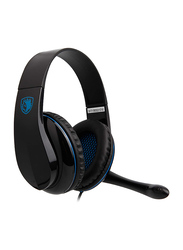 Sades T-Power SA701 Wired Over-Ear Gaming Headphones with Mic for Computers, Black/Blue