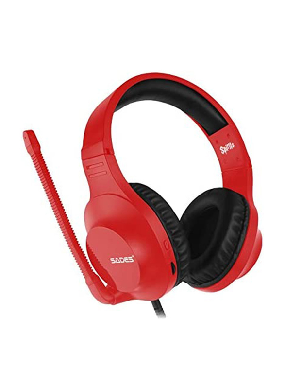Sades SA721 Wired Over-Ear Gaming Headphones with Mic for Pc, Mac, Ps4, Xbox, Red