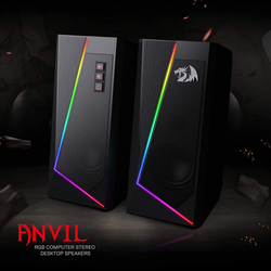 Redragon Anvil RGB 2.0 Desktop Speakers, GS520, Black