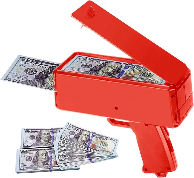 Toy Land Kids Paper Playing Spray Money Toy Gun, Red