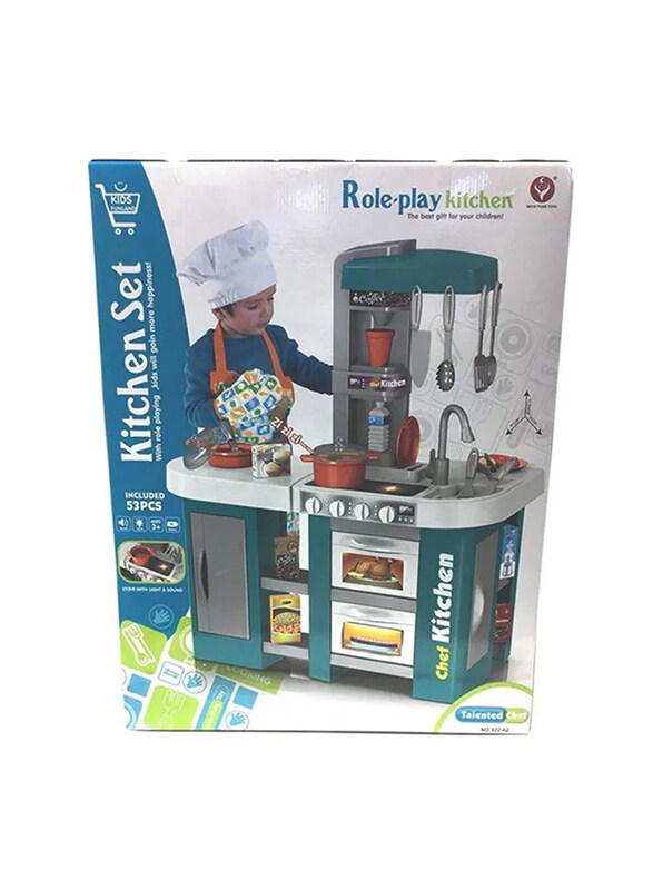 

Role Play Kitchen Little Chef Pretend Kitchen Play Set Toy for Kids with Realistic Lights and Sounds, 53 Pieces, Ages 3+