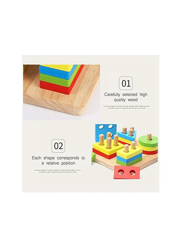 

Lyus Colorful Wooden Geometric Block Board Shape Sorter Play Set, 16 Pieces, Ages 1+