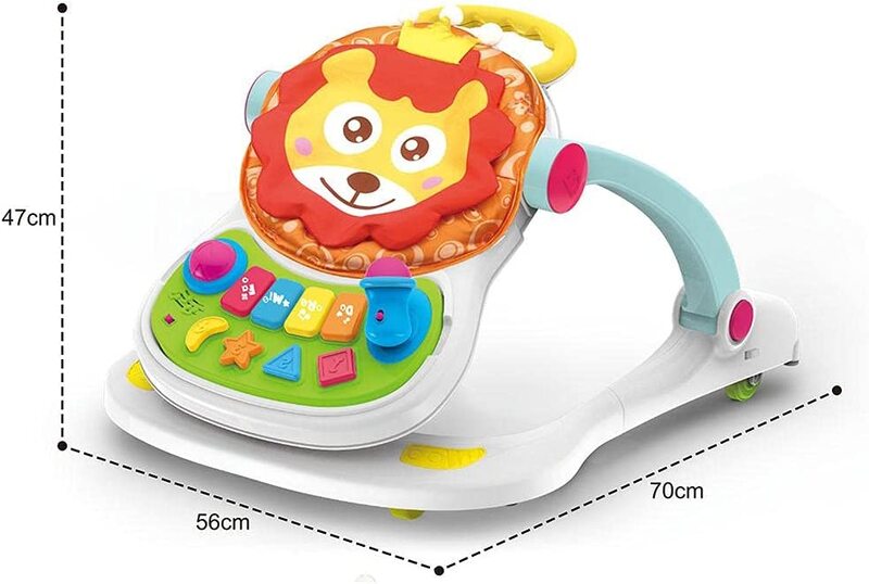 Toy Land 4-in-1 Multifunction Lion Entertainer Baby Push Walker, Multicolour
