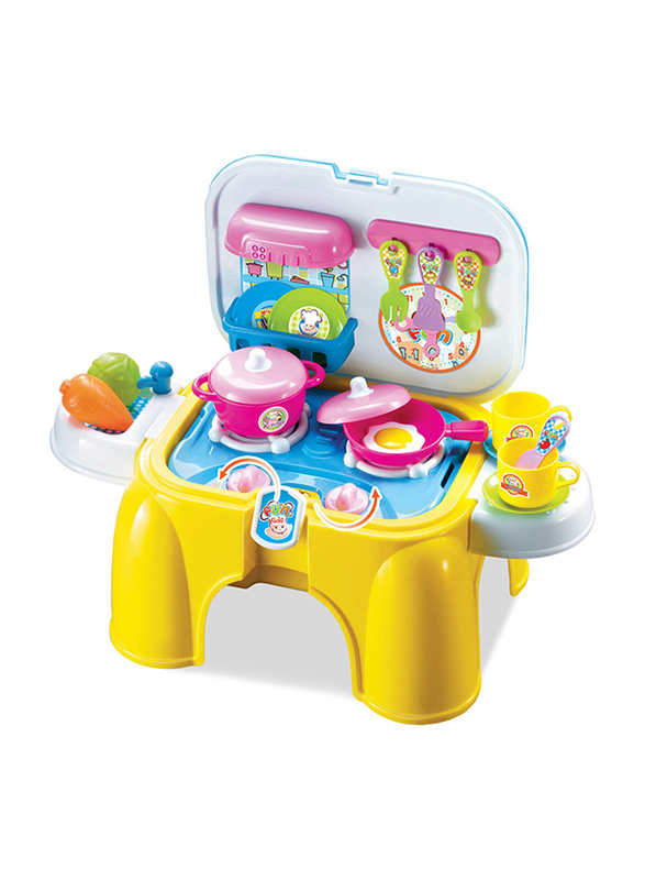 Toy Land Kitchen Pretend Play Set in a Suitcase Chair for Kids with Light & Sound, Ages 3+, Multicolour