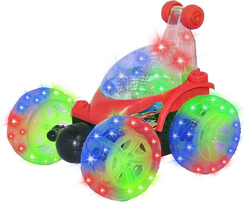 

Toy Land Remote Control Rechargeable Acrobatic 360 Degree Twisting Stunt Car with Music & Lights, Ages 3+, Red