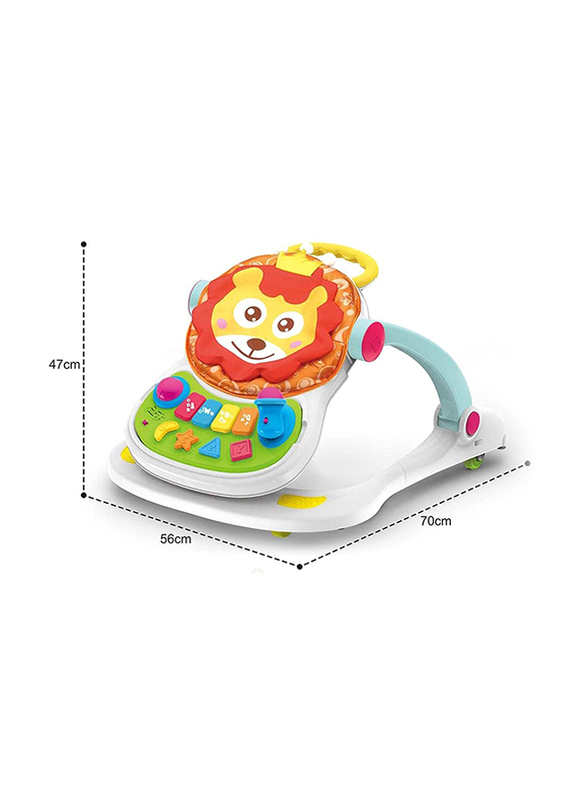 Toy Land 4 in 1 Multifunction Lion Entertainer Baby Push Walker, 0-3 Months, Multicolour