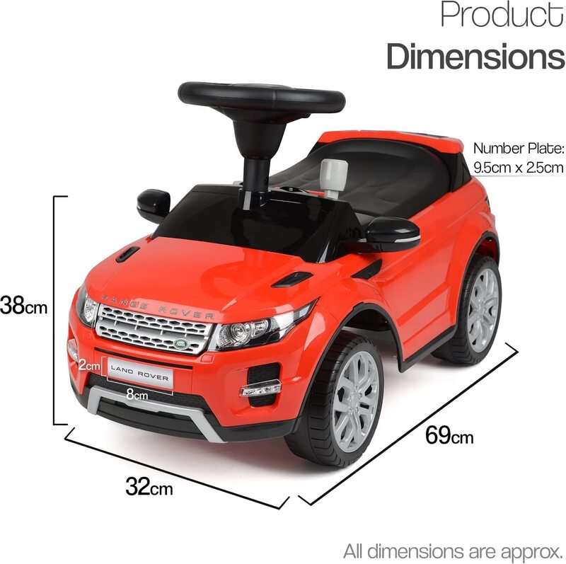 Toy Land Kids Licensed Foot to Floor Range Rover Ride On with Music, Red
