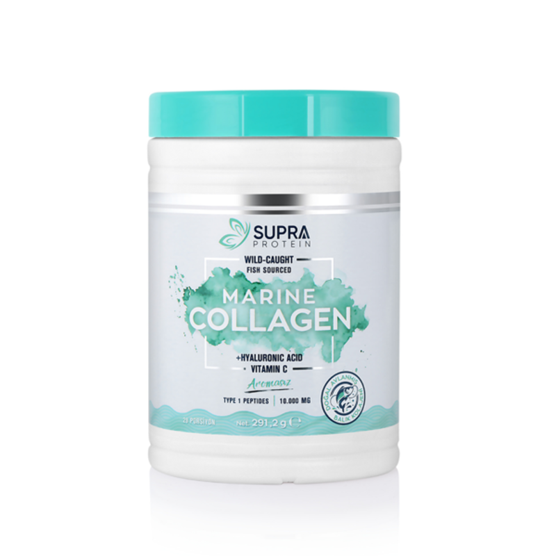 SUPRA PROTEIN Marine Collagen - Supports hair, skin, nails, joints & gut - Halal & Kosher Certified - for men & women - Vitamin C + Hyaluronic Acid - Sugar free, Dairy & Gluten free (291g)