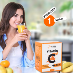 SUPRA PROTEIN Vitamin Dietary Supplement with Vitamin C and Zinc (Effervescent Powder Orange Flavored)