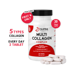 SUPRA PROTEIN Multi Collagen Complex - 5 Types of Collagen - Supports hair, skin, nails & gut - Enhanced support for joints - Halal Certified, Sugar free, Dairy & Gluten free(60 Tablets)