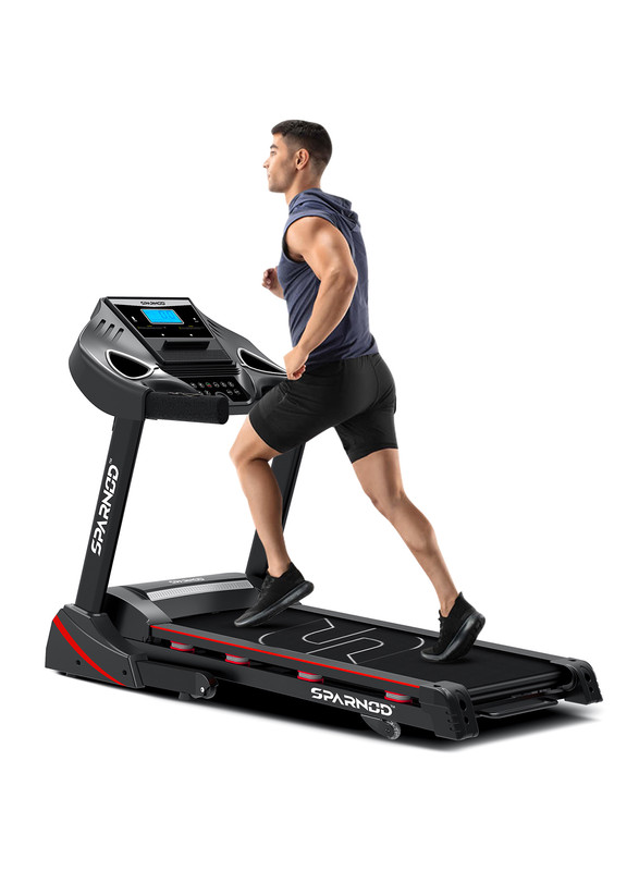 Sparnod Fitness 4 HP Peak Automatic Foldable Motorized Running Indoor Treadmill, STH-3400, Black