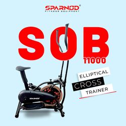 SPARNOD FITNESS SOB-11000 Upright Dual Orbitrek Cross Trainer & Cycle 7 kg Flywheel, Quiet Pedaling, 100kg user weight, LCD Display for Real-Time stats, Adjustable Seat, Built-in Transport Wheels.