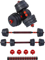 Sparnod Fitness SCD-20 2-in-1 Dumbbells/Barbell Set (20kg) - Easy 3-Step Assembly with Connector Rod, Eco-Friendly Weights, Concrete Dumbbells with PVC Coating, Slip-Free Handgrip, Total Home Fitness