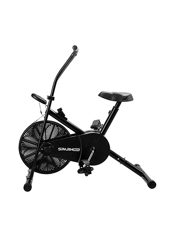 

Sparnod Fitness SAB-04 Fixed Handle Exercise Air Bike Cycle for Home Gym with Adjustable Resistance & Height Adjustable Cushioned Seat, Black