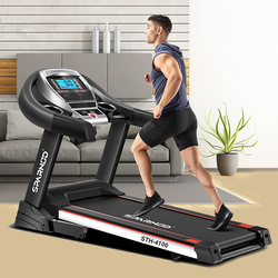 Sparnod Fitness Multi Function 4.5 HP Peak Automatic Foldable Motorized Running Indoor Treadmill, STH-4100, Black