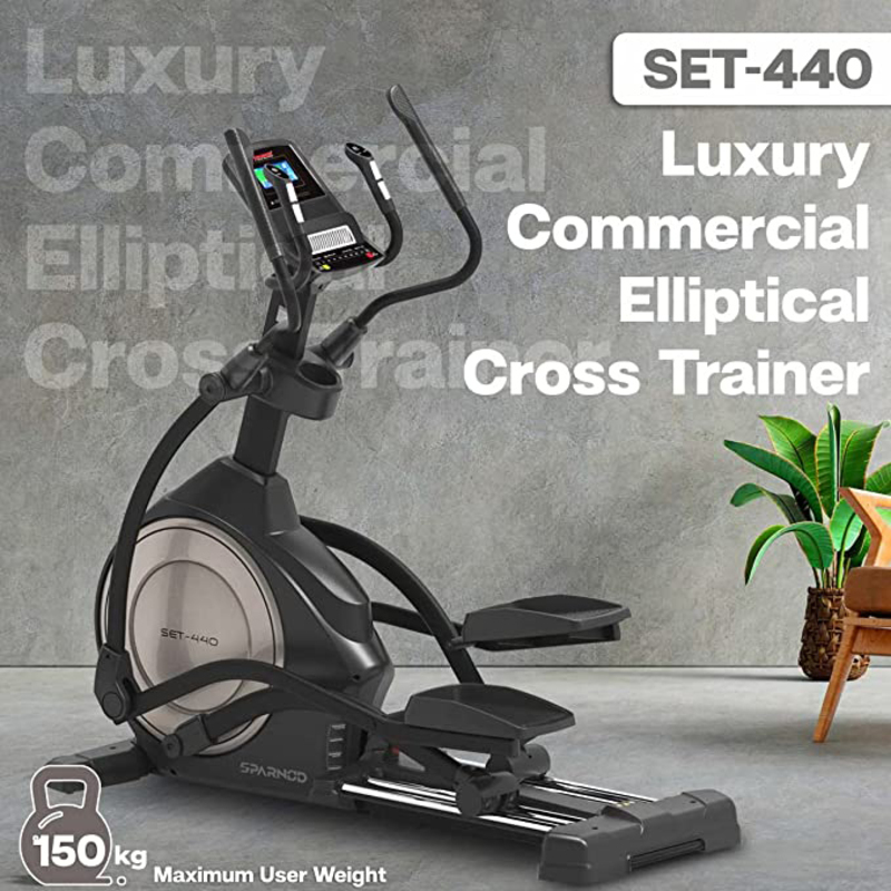 Sparnod Fitness SET-440 Semi Commercial Elliptical Cross Trainer Machine for Home Gym, Black