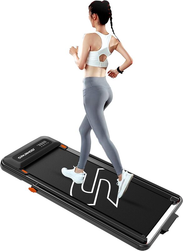 Sparnod Fitness STH-3070 Ultra-Thin Foldable Walking Pad Treadmill for Home Use - Store Under a Bed/Sofa, No Installation Required, 4 HP Peak, 100kg Max User Weight, Bluetooth Speakers, Remote