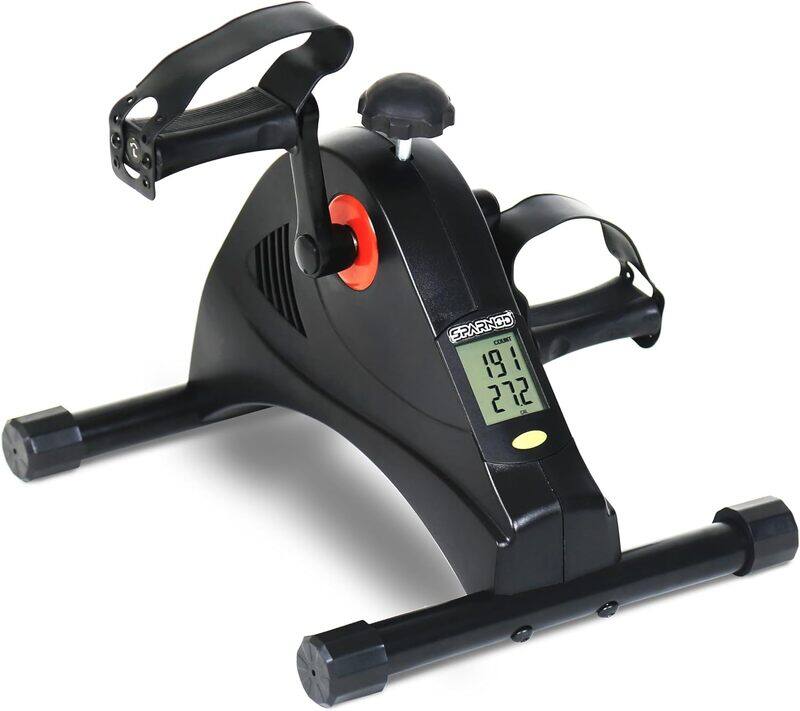 

Sparnod Fitness SMB-250 Mini Cycle Pedal Exerciser with Adjustable Resistance and LCD Monitor for Home and Office: Portable Under Desk Pedal Exerciser