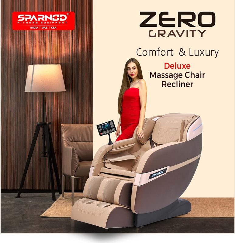 Sparnod Fitness Deluxe Massage Chair Recliner: Experience Full-Body Massage with 5 Auto Programs, Zero Gravity, Built-in Heat, 16 Airbags, Hip & Seat Massage, Bluetooth Speakers (Deluxe)