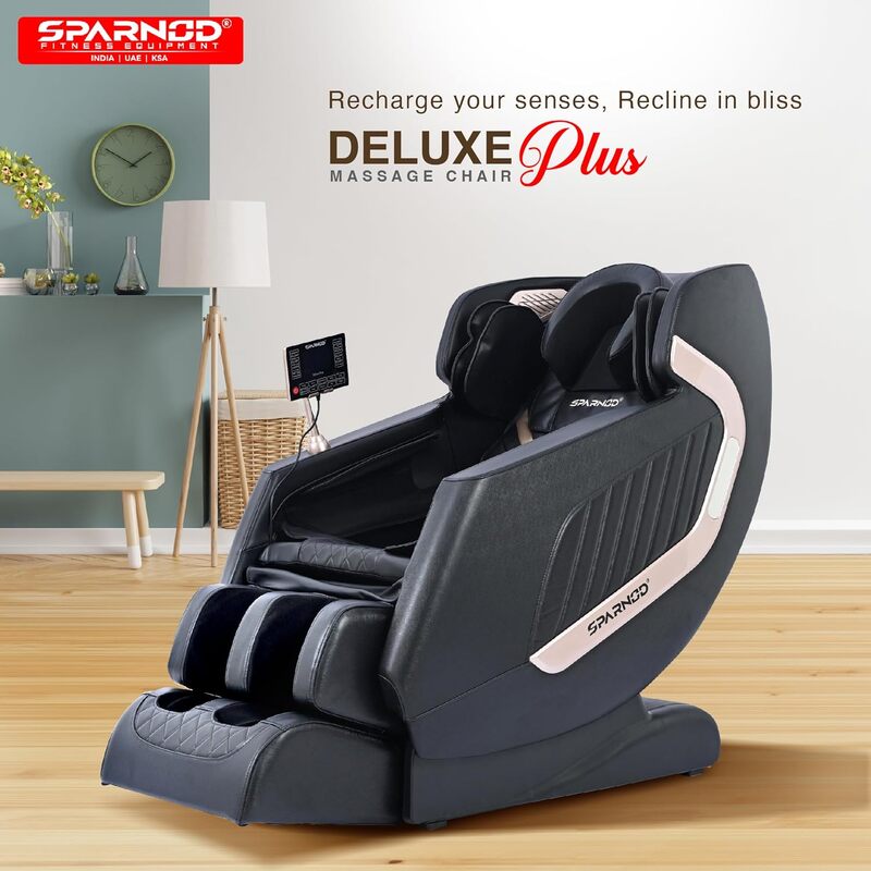 Sparnod Fitness New Deluxe Plus Massage Chair Recliner: Featuring 22 Fixed Massage Balls, 22 Airbags, Back Heat Therapy, Zero Gravity, Foot Massage, LCD Display, Bluetooth Speakers