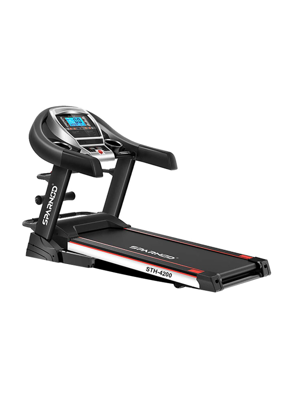 Sparnod Fitness Multi Function 4.5 HP Peak Automatic Foldable Motorized Running Indoor Treadmill, STH-4200, Black