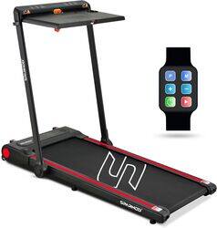 Sparnod Fitness STH-3080: Walking Pad/Treadmill For Home/Gym, 2.0HP Peak DC Motor, Compact & Foldable, Detachable Desk, Dual LED, 12 Pre-set Programs, Watch Remote, Bluetooth Speakers, Built-in Wheels