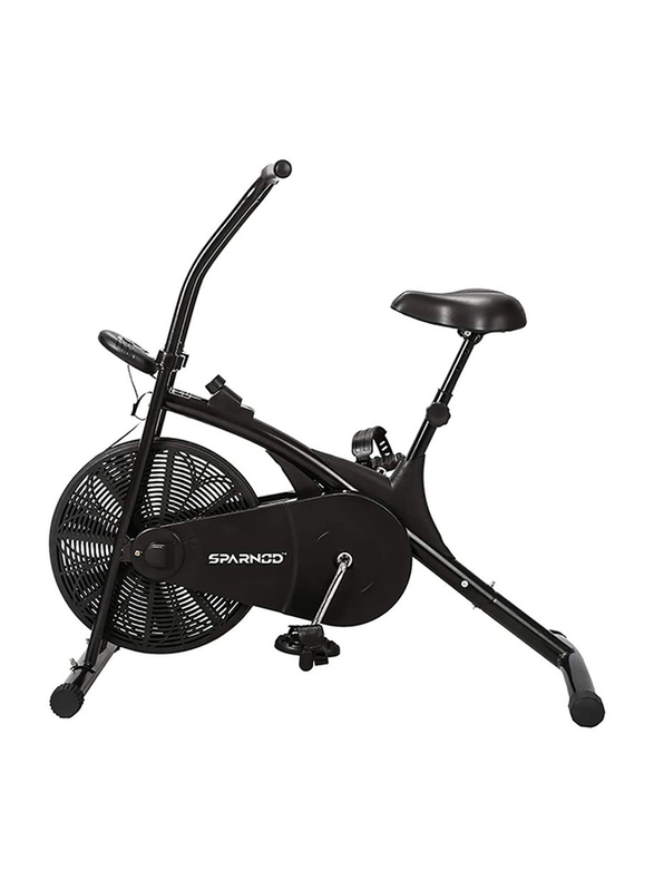 Sparnod Fitness SAB-05 Air Bike Exercise Cycle for Home Gym with Adjustable Resistance, Height Adjustable Seat & Back Rest, Black