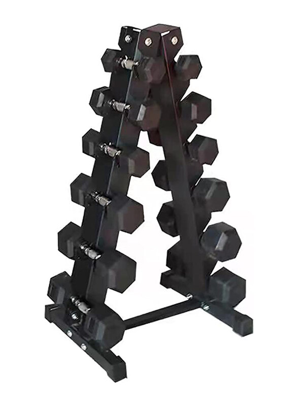 

Sparnod Fitness SDR-02 6-Tier Steel A-Frame Dumbbell Rack Stand without Weights, Black