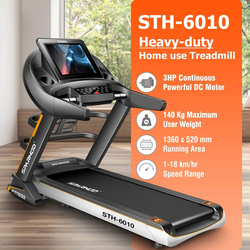 Sparnod Fitness 6 HP Peak Automatic Motorized Treadmill, STH-6010, Black/Grey