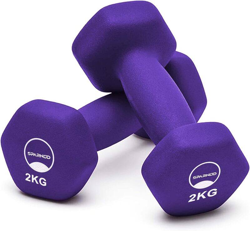 

Sparnod Fitness SDN-2_PAIR Cast Iron Dumbbells - Non-Slip, Rubber Coated, Hexagonal Design, Pair for Home Gym, Strength Training, Yoga, Aerobics, Dipp